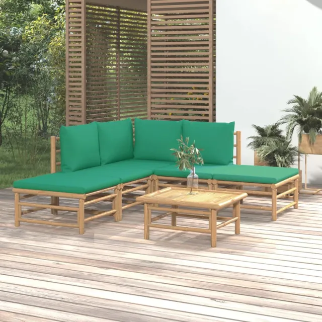 vidaXL 6-delige Loungeset met kussens bamboe groen, foto 2