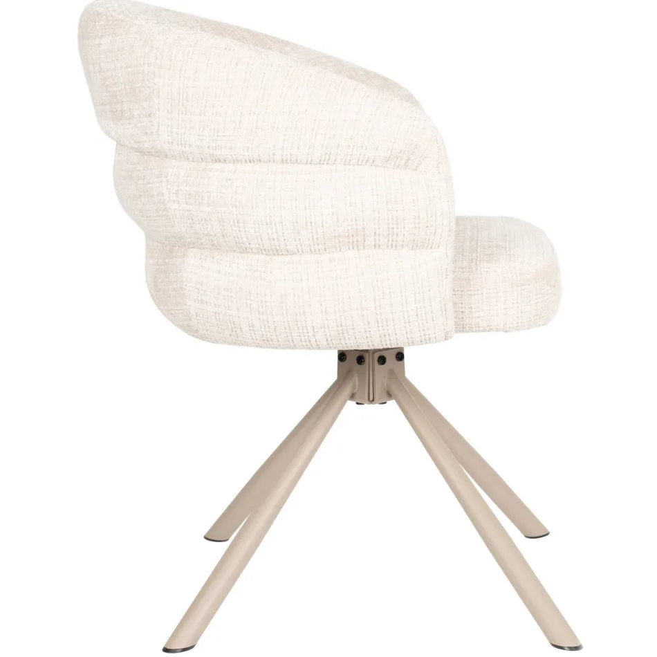 Housecraft Living Marjolein draaibare eetkamerstoel met armleuningen beige, foto 4