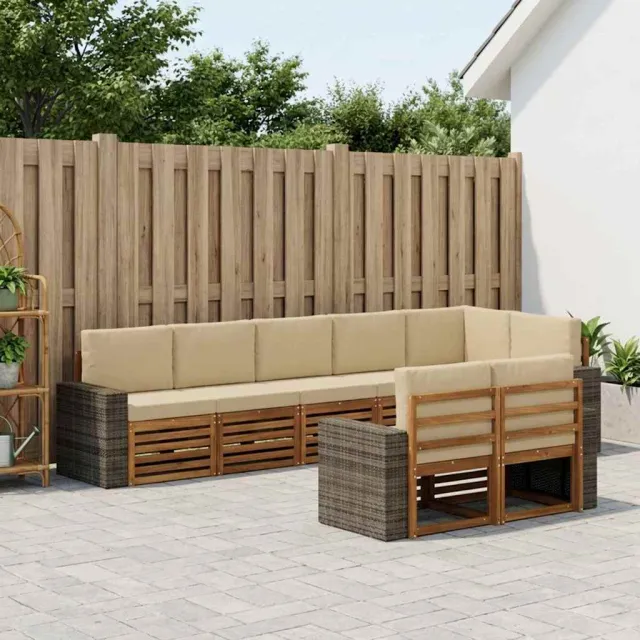 vidaXL Buiten bankenset 8 st 8-zits Natuurlijk en Beige
