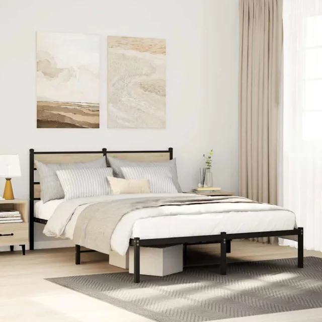 vidaXL Bedframe zonder matras metaal sonoma eikenkleurig 140x190 cm