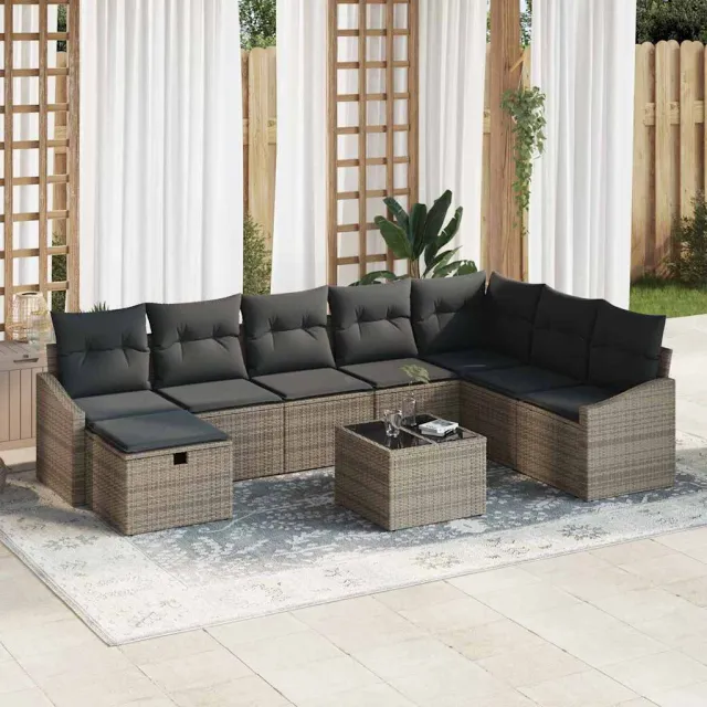 vidaXL Bankstel 8 st poly rattan Grijs