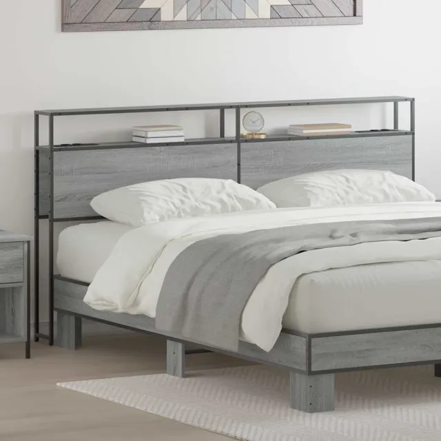 vidaXL Opberghoofdbord Grijs Sonoma 200 cm Bewerkt hout