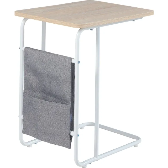 en.casa Bureau Dyrøy laptoptafel 56x48x37 cm wit eikenkleurig en grijs