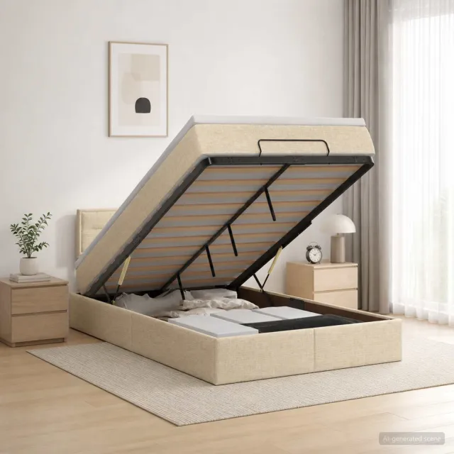 vidaXL Ottoman bed met matras Crèmekleurig 120 x 200 cm Stof
