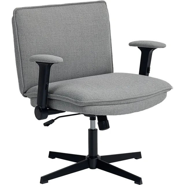 Homona Bureaustoel voor kleermakerszit - Met klapbare armleuningen - In hoogte verstelbaar - 76 x 70 x 85-97 cm - Grijs
