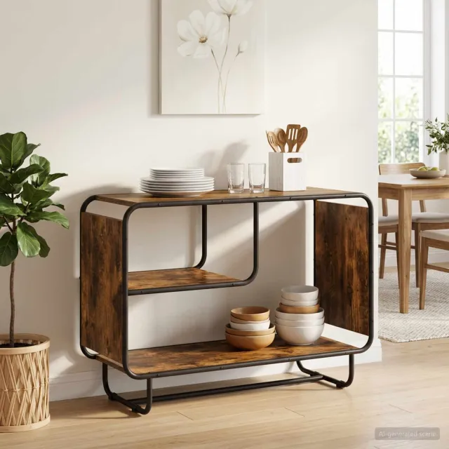 vidaXL Dressoir Gerookt eiken 93,5 x 37,5 x 64,5 cm Bewerkt hout, foto 2