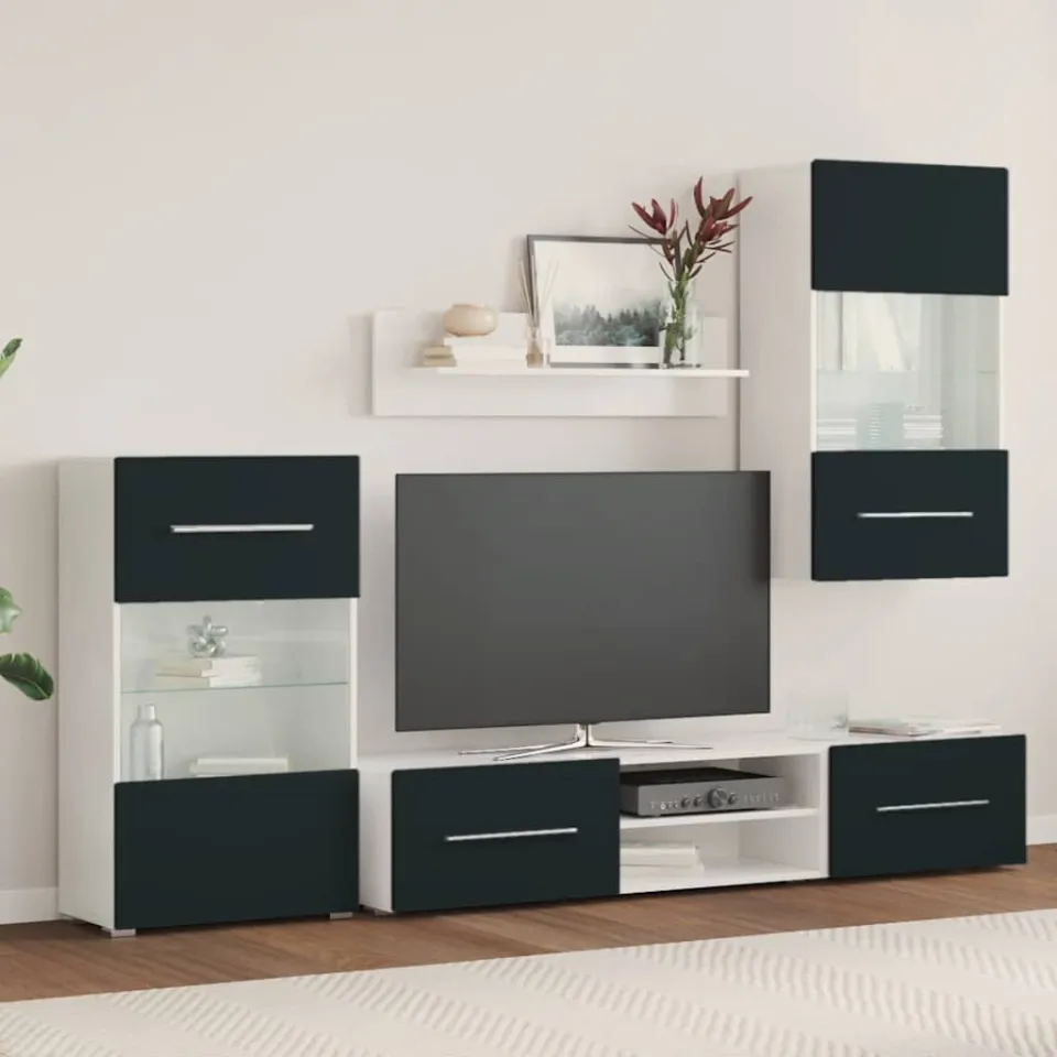 vidaXL 5-delige Tv-meubels met LED-verlichting bewerkt hout matindigo blauw, foto 2