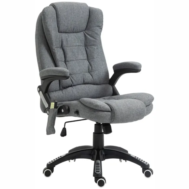 Clruro Massagestoel - 67 x 74 x 116-126 cm - met Massage en Verwarming - Grijs Donkergrijs