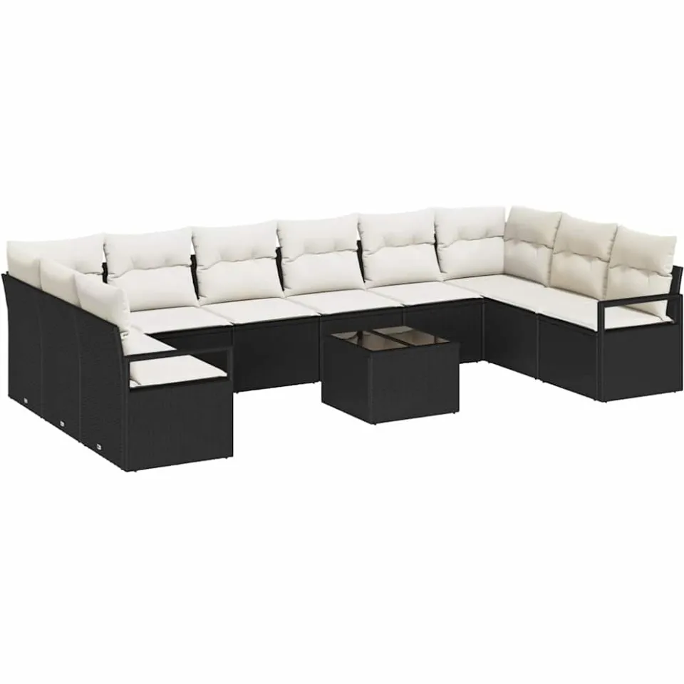 vidaXL Bankstel 11 st Zwart poly rattan, foto 4