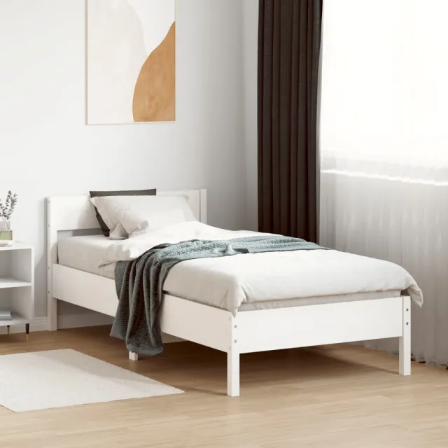 vidaXL Bedframe zonder matras massief grenenhout wit 75x190 cm