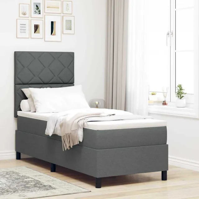 vidaXL Boxspringbed met hoofdeinde Donkergrijs 80 x 200 cm Stof