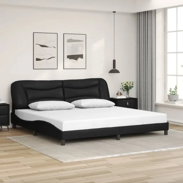 vidaXL Bedframe zonder matras "Hvar"e kunstleer zwart 200x200 cm