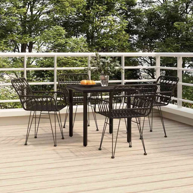 vidaXL 5-delige Tuinset poly rattan zwart, foto 2