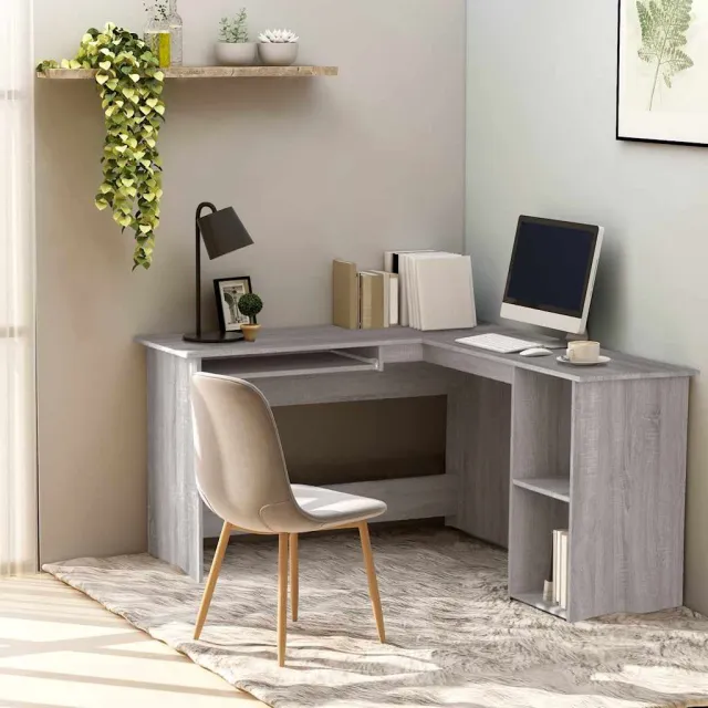 vidaXL Hoekbureau 120x140x75 cm bewerkt hout grijs sonoma eikenkleurig, foto 2