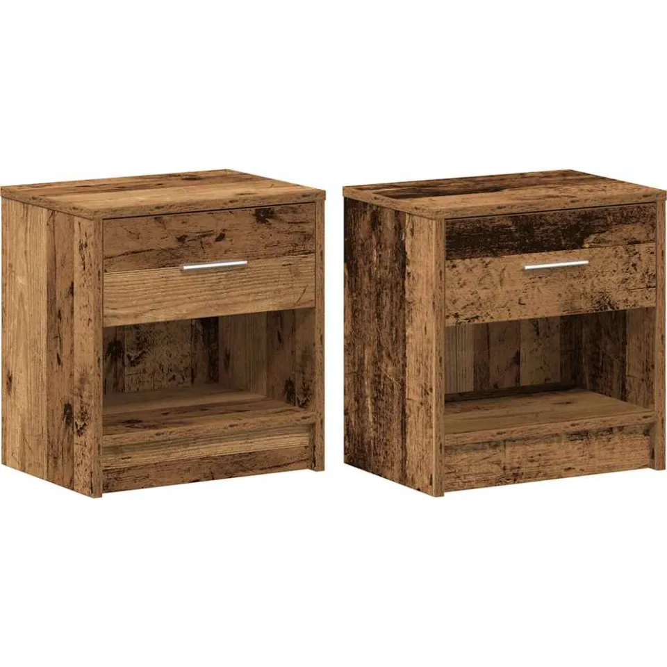 vidaXL Nachtkastjes 2 st met lade 39x28x41 cm oud houtkleurig bruin, foto 3