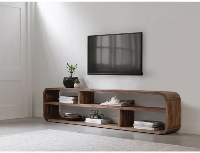 Must Living TV stand Corso large,50x220x30 cm, extreme rustic teakwood Bruin