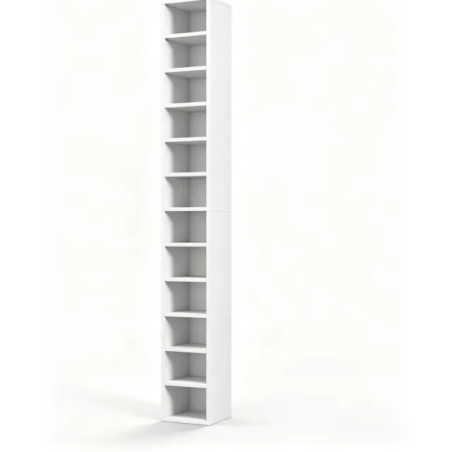 SONNENH Smalle CD-kast - Wit - 12 open niveaus voor circa 204 cd’s - 21 x 20 x 175 cm