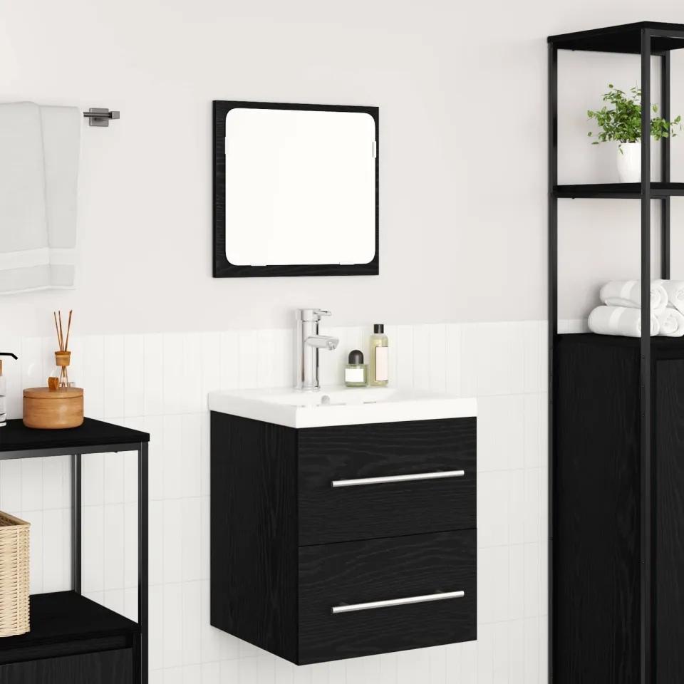 vidaXL Badkamermeubelset 2 st Zwart Eiken Bewerkt hout, foto 3