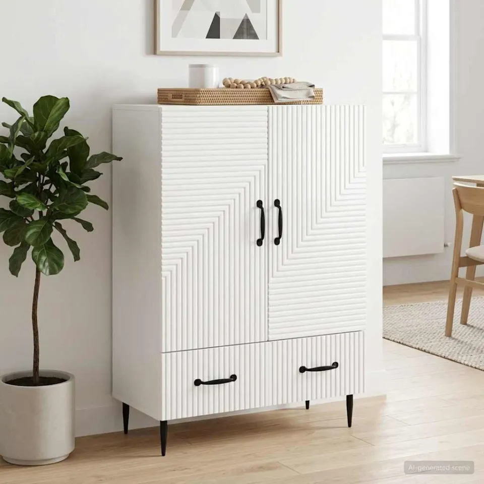 vidaXL Dressoir met lade Hoogglans Wit 66 x 34,5 x 95 cm Bewerkt hout, foto 3