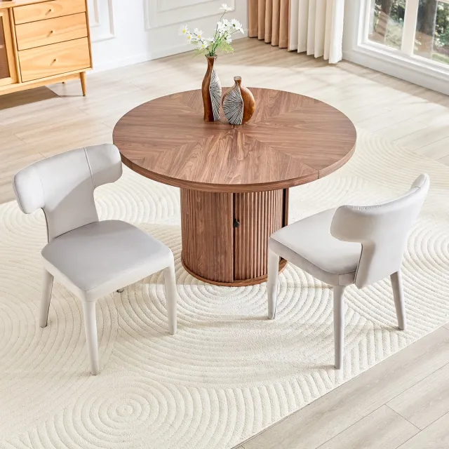 Clruro Eetkamerstoelen - 80,7 cm - 2 Stuks met T-Vormige Rug - Stof en Metaal lichtgrijs