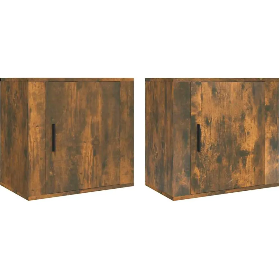vidaXL Nachtkastjes 2 st wandgemonteerd 50x30x47 cm gerookt eikenkleur Bruin