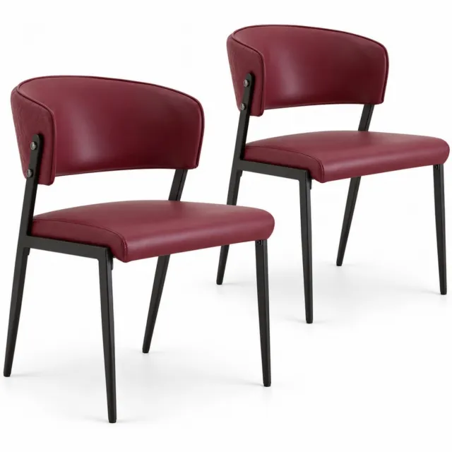 City long dragon LONG DRAGON - Eetkamerstoelen - Set van 2 - Rood - Gepolsterde zitting en rugleuning