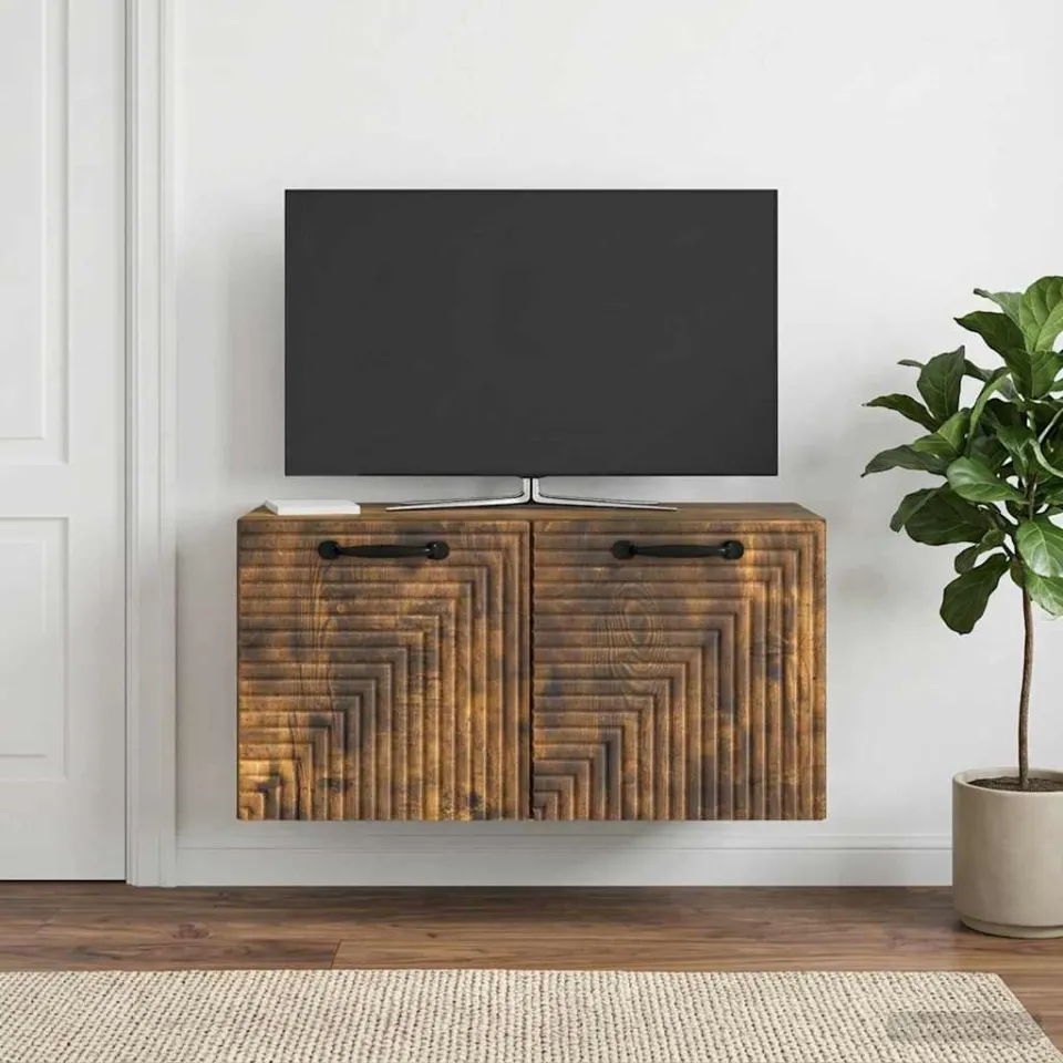 vidaXL Wandbeugel TV-kast Gerookt eiken 59,5 x 31 x 30 cm Bewerkt hout, foto 4