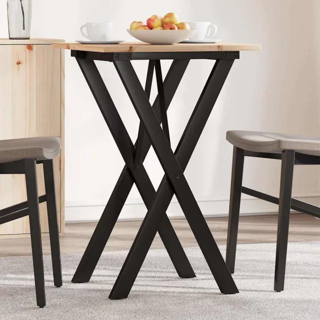 vidaXL Eettafel X-frame 50x50x75 cm massief grenenhout en staal Bruin