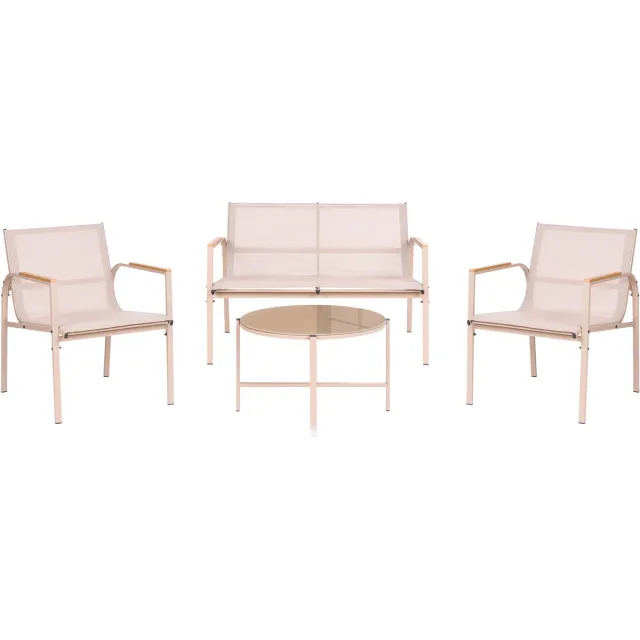 Beliani LEDRO - Loungeset 4-zits - Beige - Staal