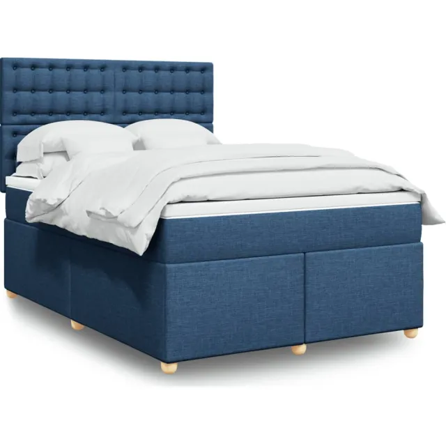 vidaXL Boxspring met matras stof blauw 160x200 cm