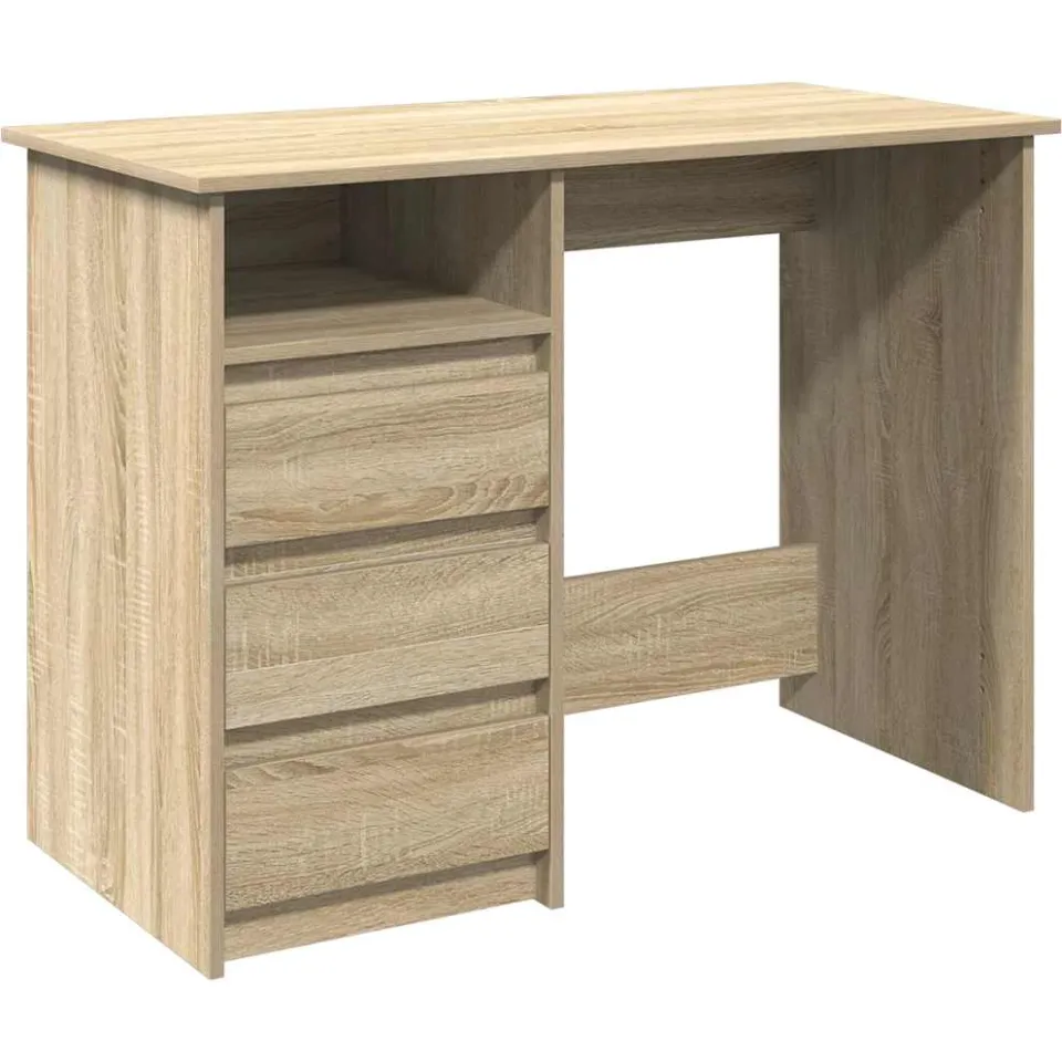 vidaXL Bureau 102x50x75 cm bewerkt hout sonoma eikenkleurig, foto 3