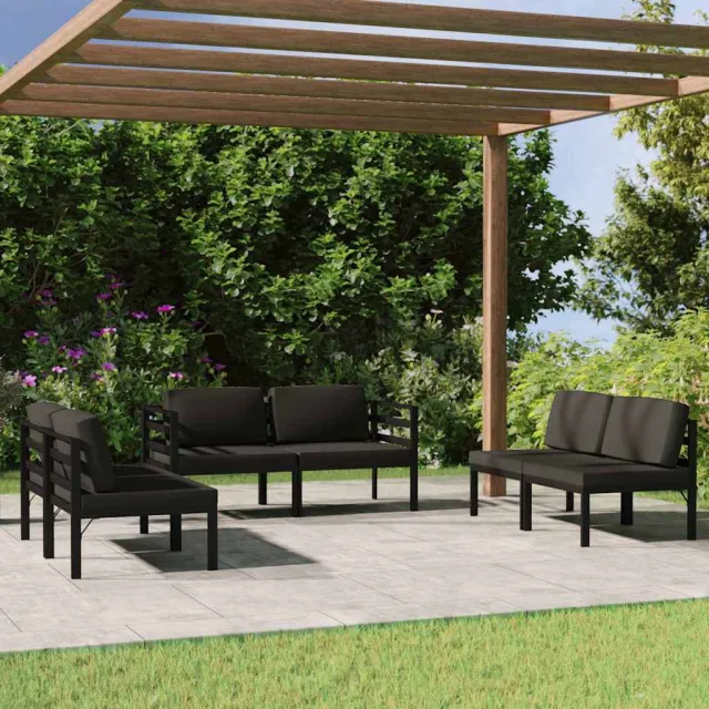 vidaXL 6-delige Loungeset met kussens aluminium antracietkleurig, foto 2