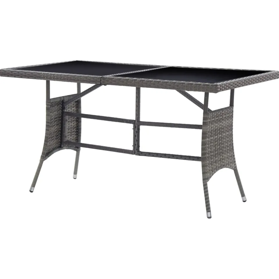 vidaXL Tuintafel 140x80x74 cm poly rattan grijs, foto 3