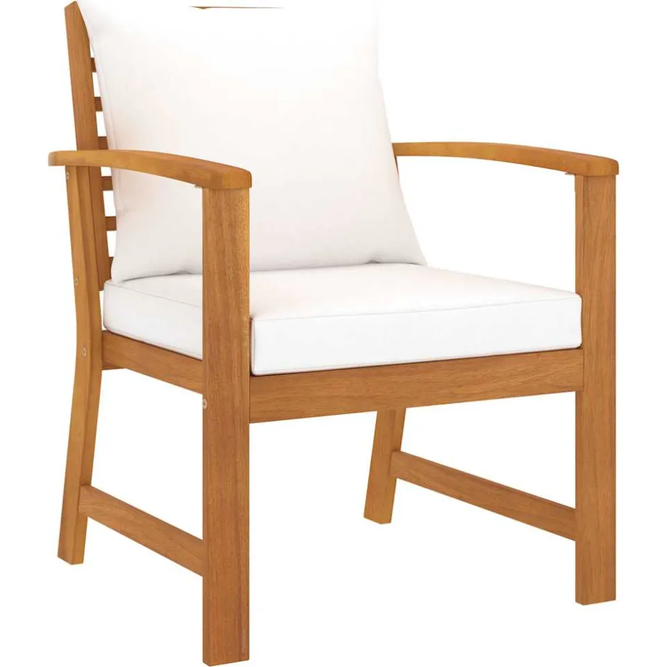 vidaXL 5-delige Loungeset met kussens massief acaciahout crème, foto 4
