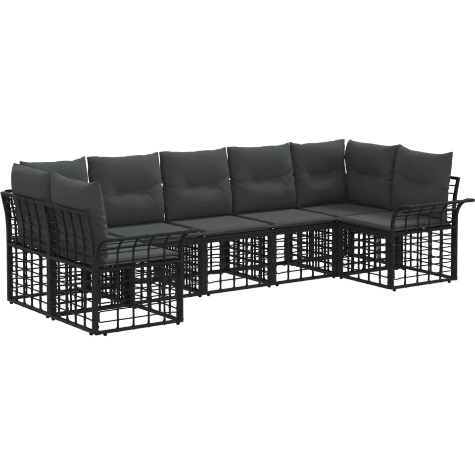 vidaXL Buiten bankenset 7 st Zwart en Donkergrijs Polyester