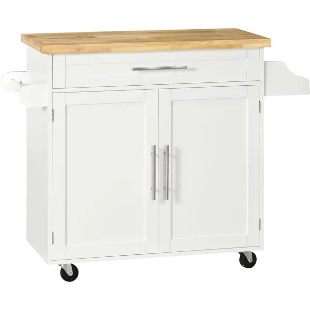 Homcom Keukenwagen - met Wielen - Kruidenhouder - Wit