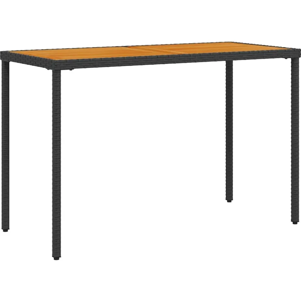vidaXL Tuintafel met acaciahouten blad 115x54x74 cm poly rattan zwart