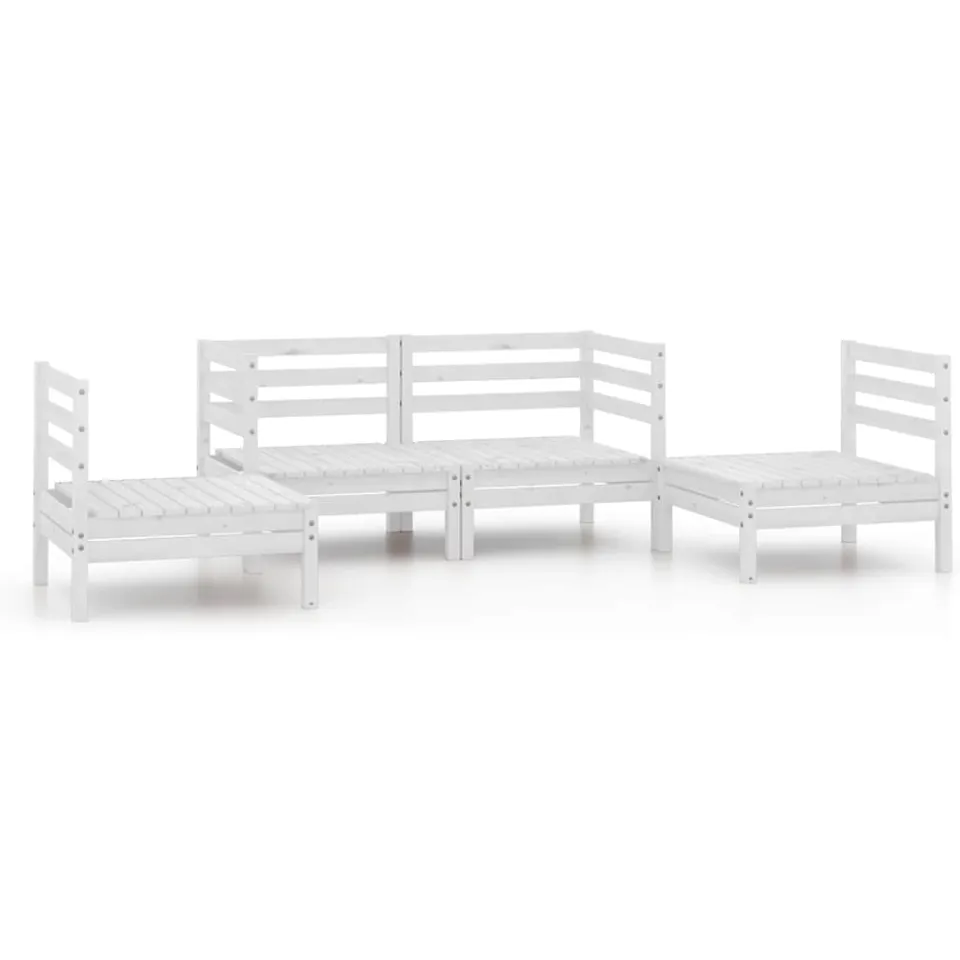 vidaXL 4-delige Loungeset massief grenenhout wit, foto 3