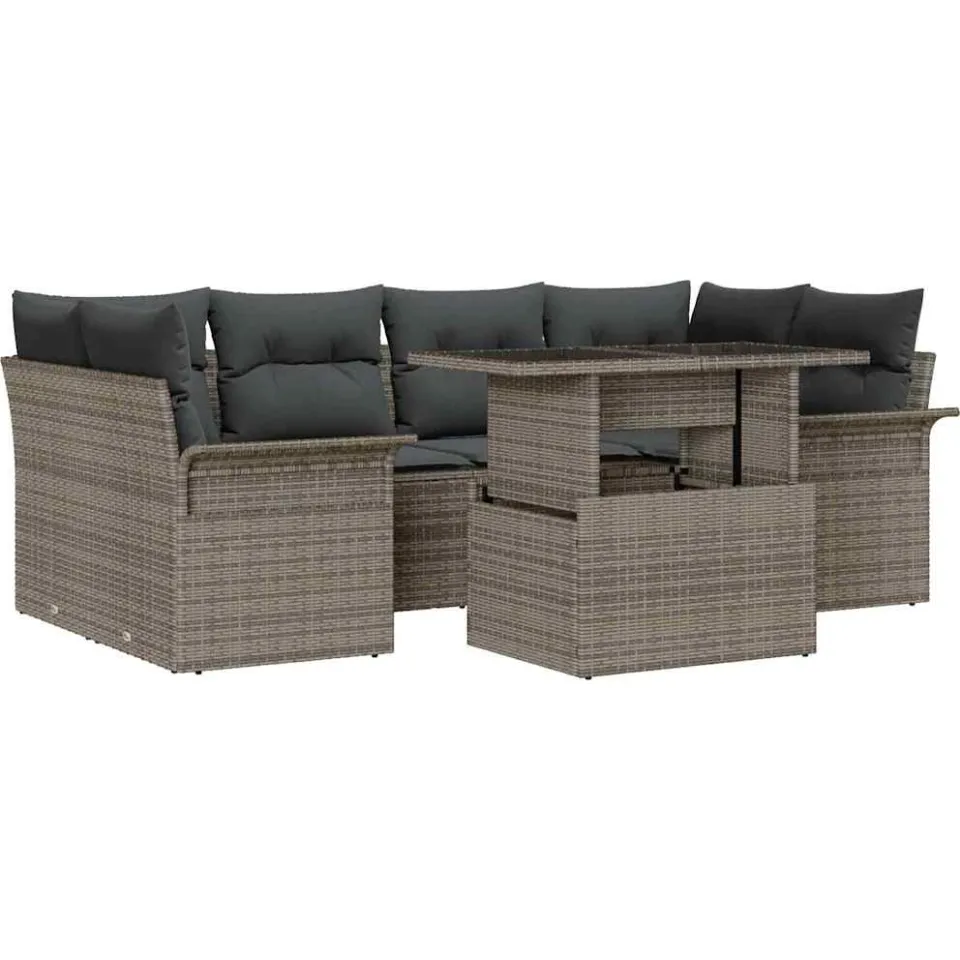 vidaXL Tuin Sofa Set 7 st Grijs [Synthetisch]: Poly Rattan, foto 4