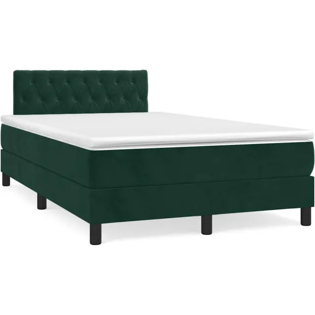 vidaXL Boxspring met matras en LED fluweel donkergroen 120x190 cm groen