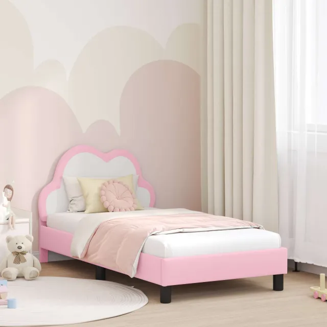 vidaXL Bedframe voor kinderen met hoofdbord Roze 80 x 160 cm PU