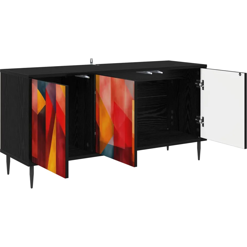 vidaXL Tv-meubel HEESCH 102 x 33 x 51 cm Zwart eiken Bewerkt hout