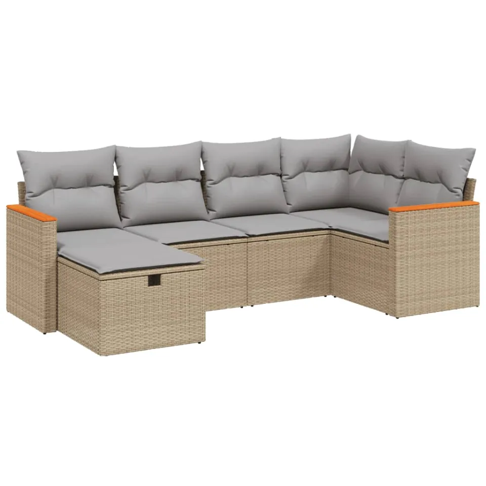 vidaXL Patio Sofa Set 6 st 6-zits Beige en Grijs, foto 3