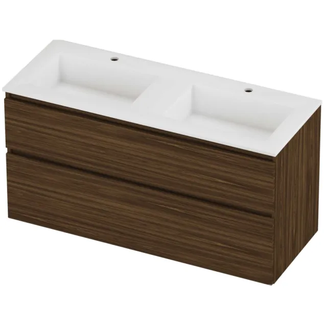 Proline Aristo Badmeubelset Polystone Elegant 2 Gaten 120x46x62 cm Mat White Cabana Oak Eiken