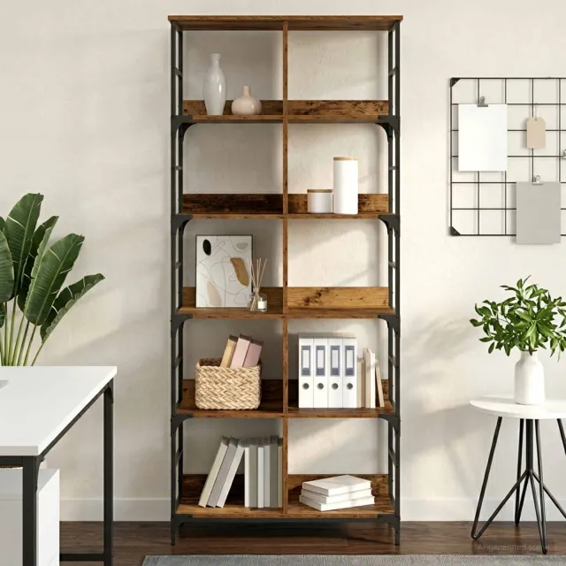 vidaXL Boekenkast 4-laags 78,5 x 33 x 188,5 cm metaal PB Oud hout Bruin