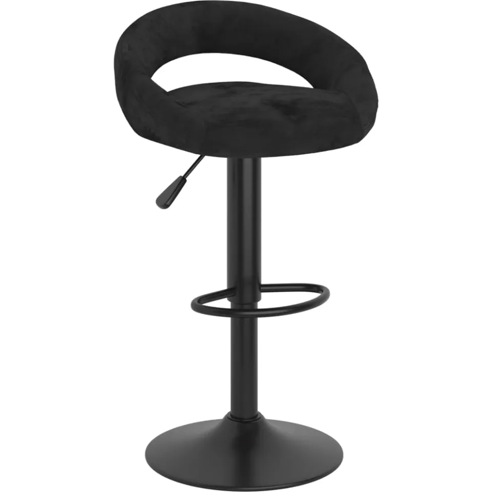 vidaXL Barkrukken 2 st fluweel zwart, foto 2