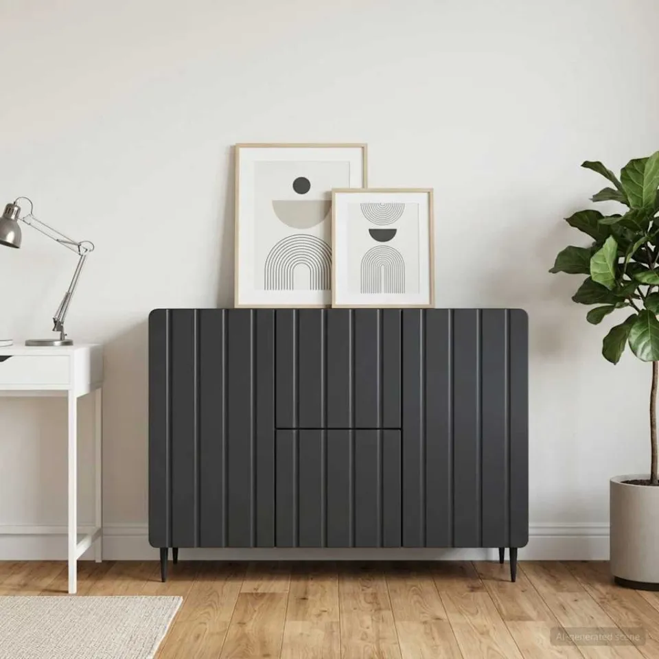 vidaXL Dressoir met lade Zwart 89 x 34,5 x 62 cm Bewerkt hout, foto 3