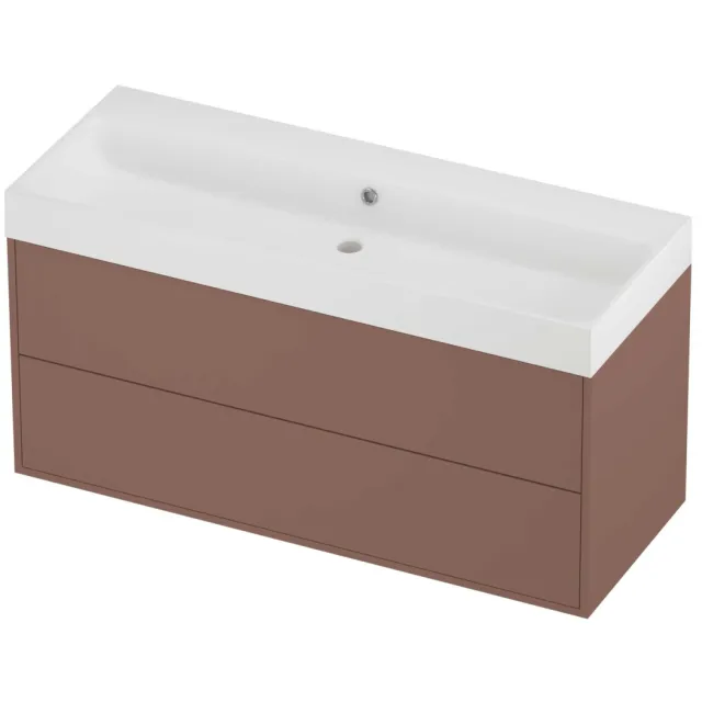 Proline Podium Badmeubelset Polystone Loft 2 Laden 120x46x62 cm Mat White Beauty Blush Rosé Goud
