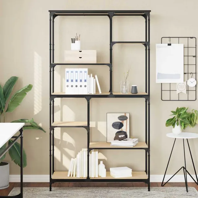 vidaXL Boekenrek 99x35,5x176 cm bewerkt hout en staal sonoma eiken, foto 2