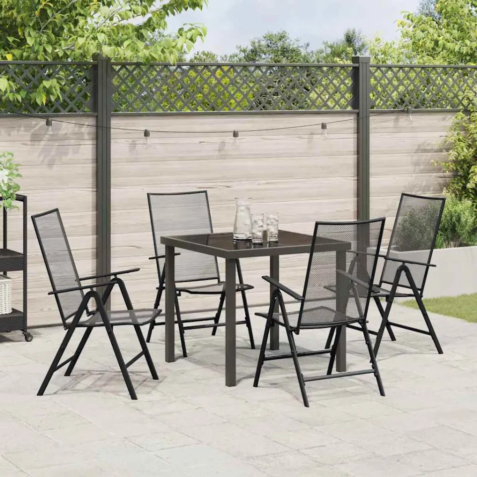 vidaXL Tuin eettafelset 5 st Antraciet Gepoedercoat staal, foto 3